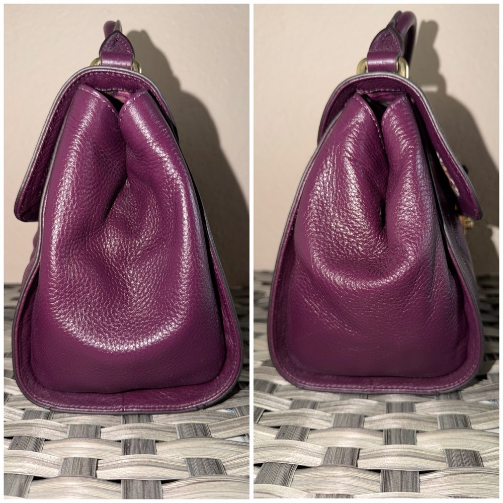 Vera Bradley Stella Quilted Leather Top Handle Satchel Crossbody Bag in Plum - Picture 7 of 12